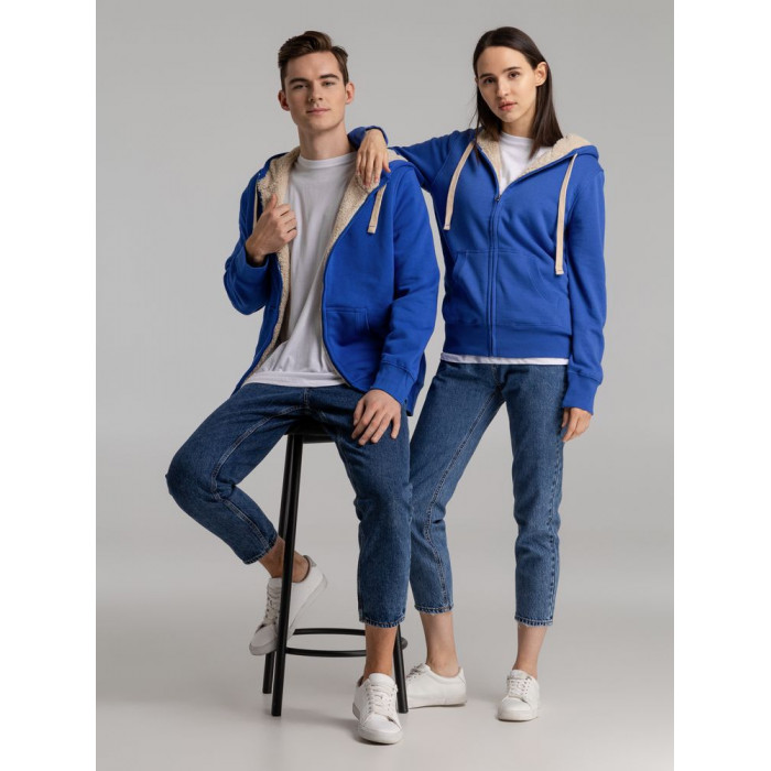 Толстовка унисекс на молнии Sherpa 280 ярко-синяя, размер XXS