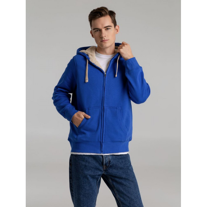 Толстовка унисекс на молнии Sherpa 280 ярко-синяя, размер XXS