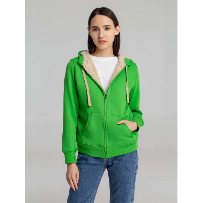 Толстовка унисекс на молнии Sherpa 280, ярко-зеленая, размер XXS