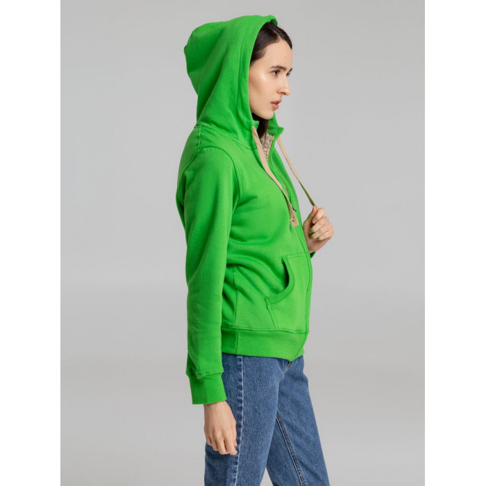 Толстовка унисекс на молнии Sherpa 280, ярко-зеленая, размер XXS
