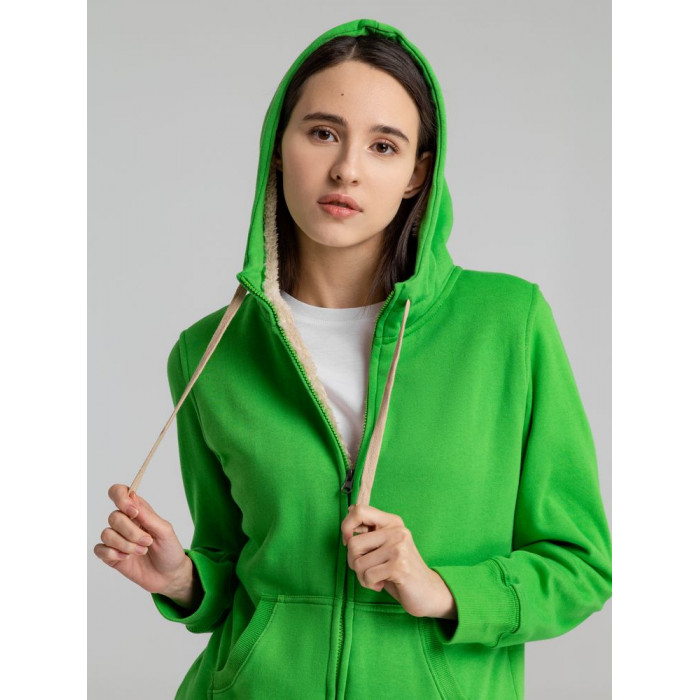 Толстовка унисекс на молнии Sherpa 280, ярко-зеленая, размер XXS