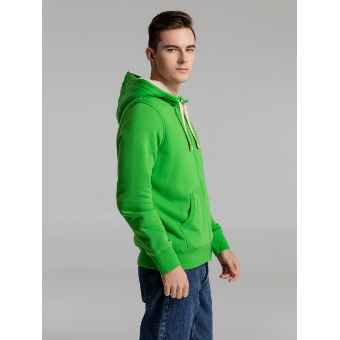 Толстовка унисекс на молнии Sherpa 280, ярко-зеленая, размер XXS