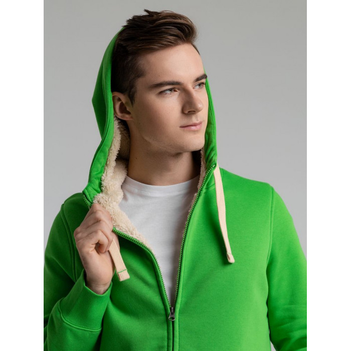Толстовка унисекс на молнии Sherpa 280, ярко-зеленая, размер XXS