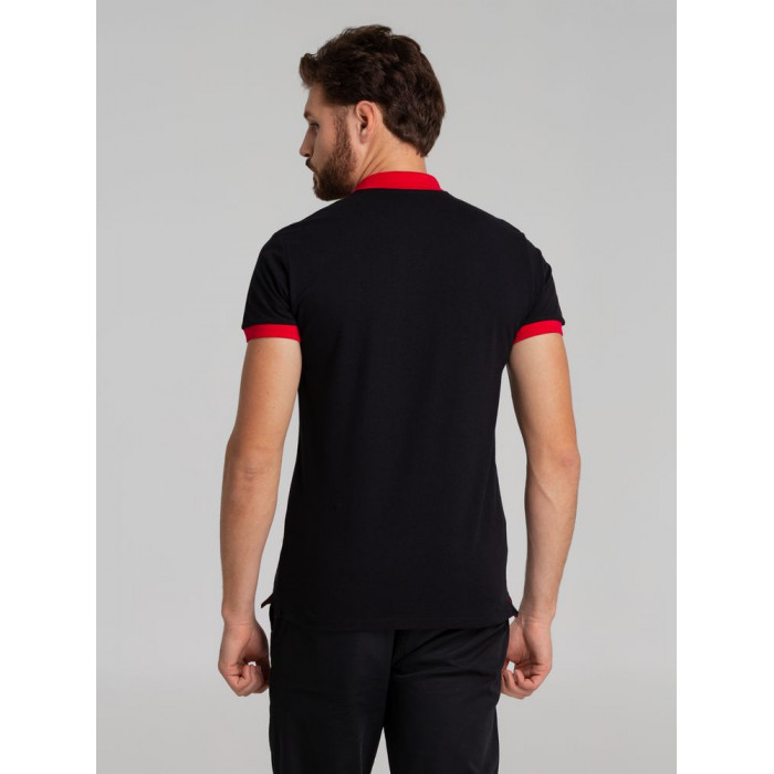 Рубашка поло Prince 190 черная с красным, размер XXL
