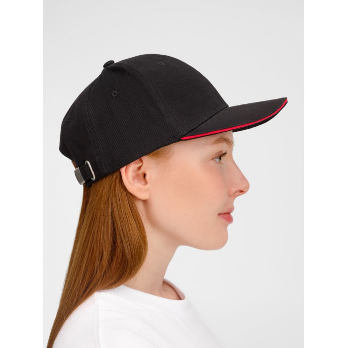 Бейсболка Buffalo, черная с красным