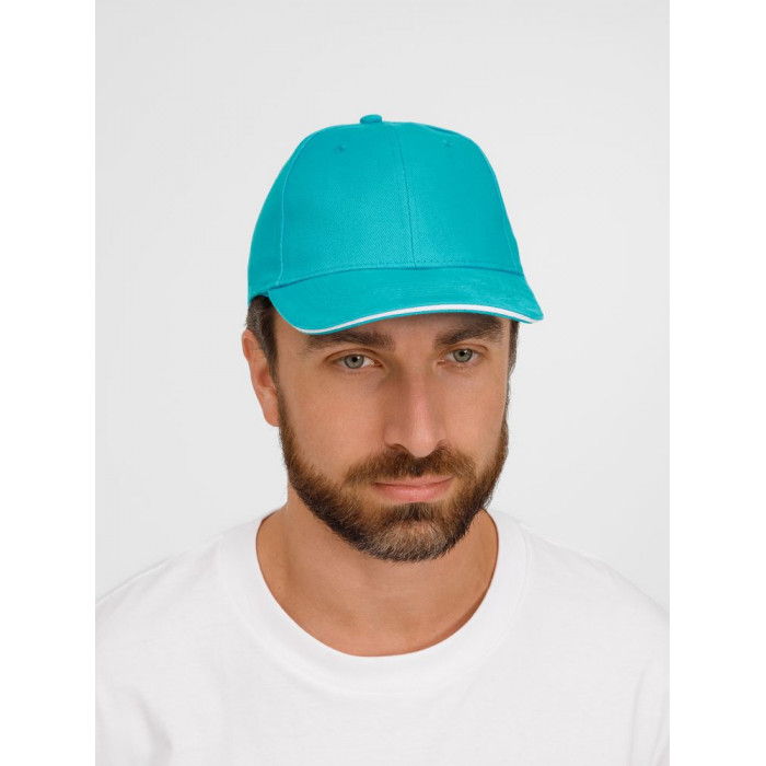 Бейсболка Buffalo, бирюзовая с белым