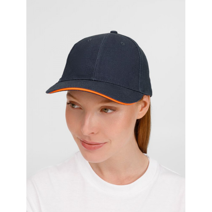 Бейсболка Buffalo, темно-синяя с неоново-оранжевым