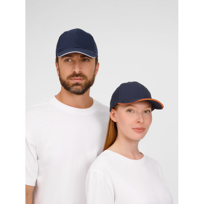 Бейсболка Buffalo, темно-синяя с неоново-оранжевым