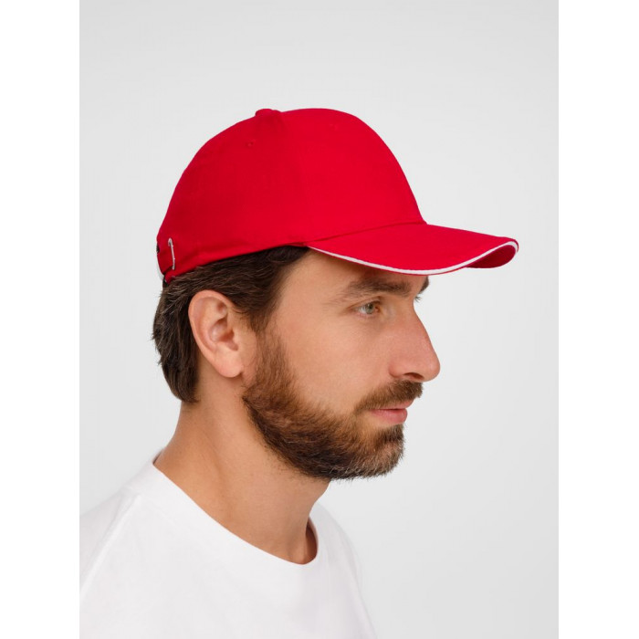 Бейсболка Buffalo, красная с белым