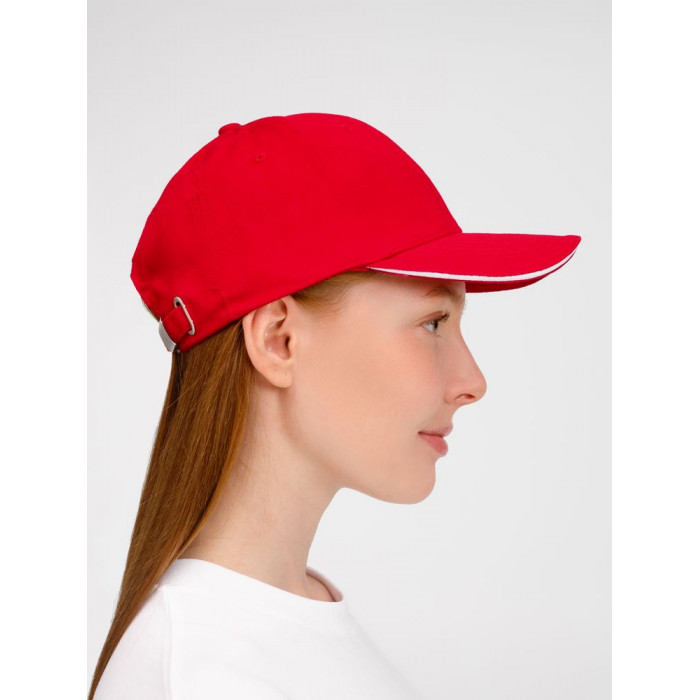 Бейсболка Buffalo, красная с белым