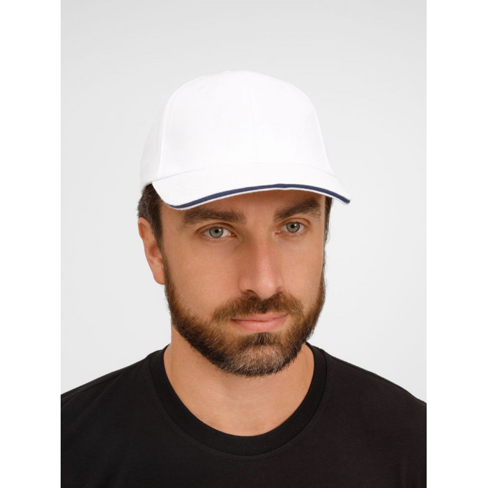 Бейсболка Buffalo, белая с темно-синим