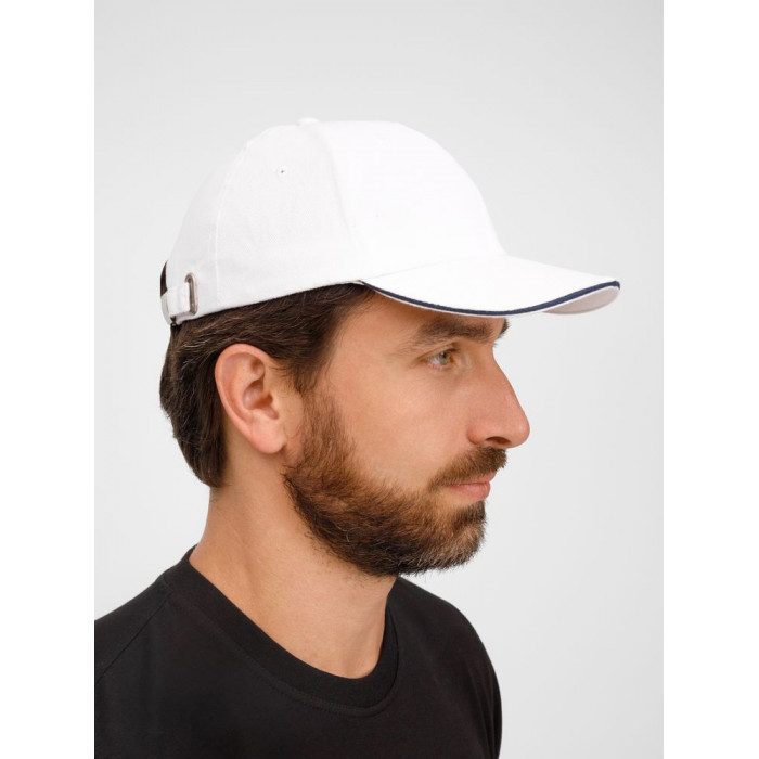 Бейсболка Buffalo, белая с темно-синим