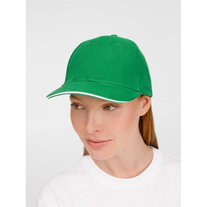 Бейсболка Buffalo, ярко-зеленая с белым
