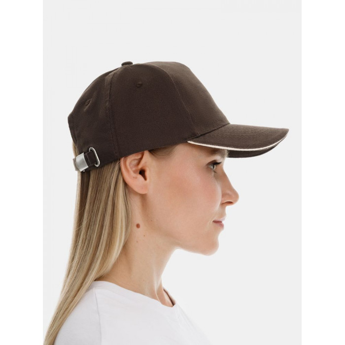 Бейсболка Long Beach, коричневая с бежевым