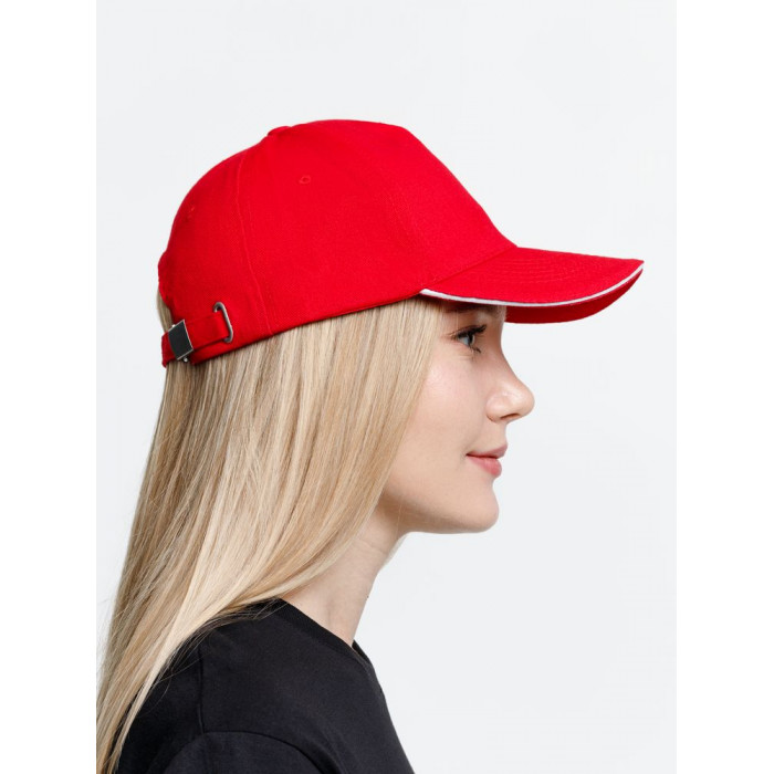 Бейсболка Long Beach, красная с белым