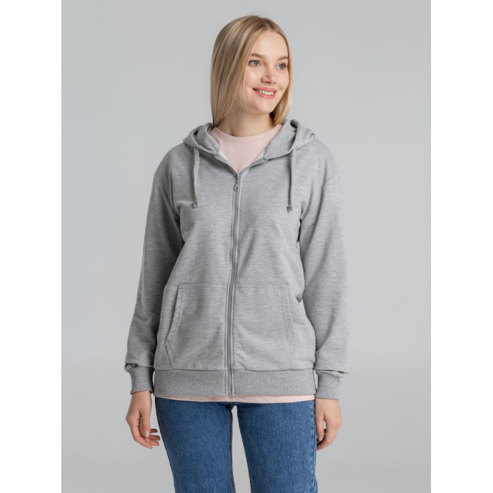 Толстовка на молнии с капюшоном Unit Siverga серый меланж, размер XS