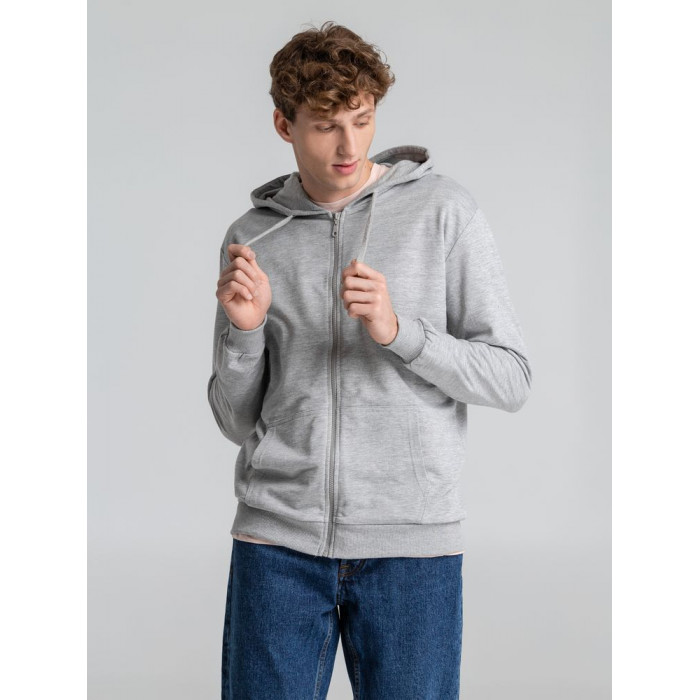 Толстовка на молнии с капюшоном Unit Siverga серый меланж, размер XS