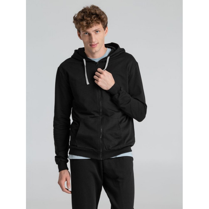 Толстовка на молнии с капюшоном Unit Siverga черная, размер XS