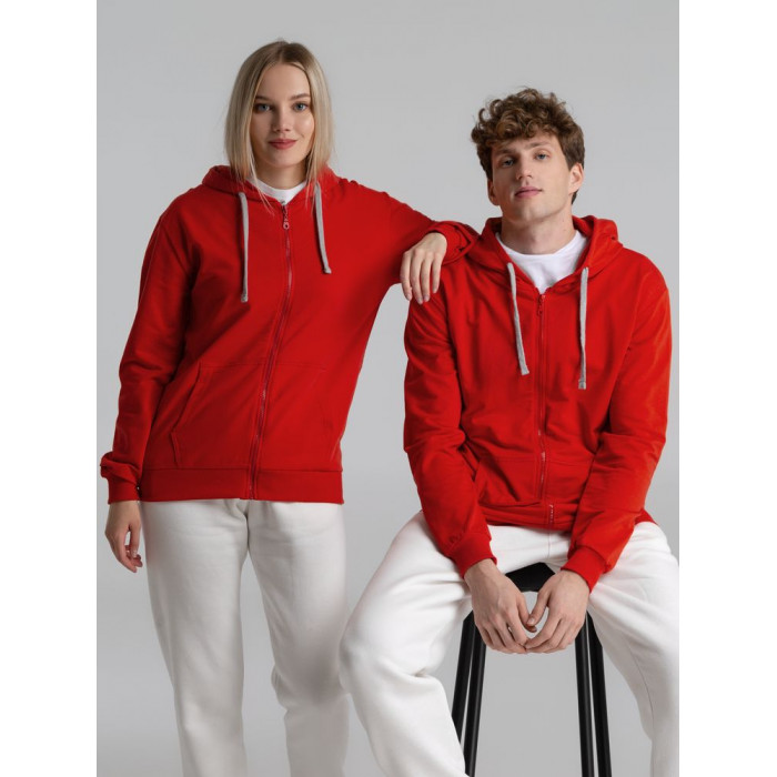 Толстовка на молнии с капюшоном Unit Siverga красная, размер 3XL