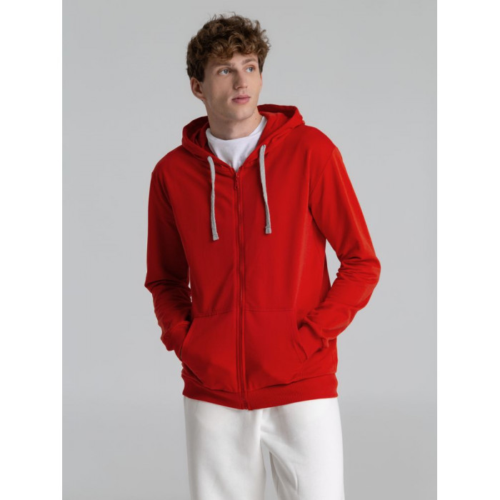 Толстовка на молнии с капюшоном Unit Siverga красная, размер 3XL