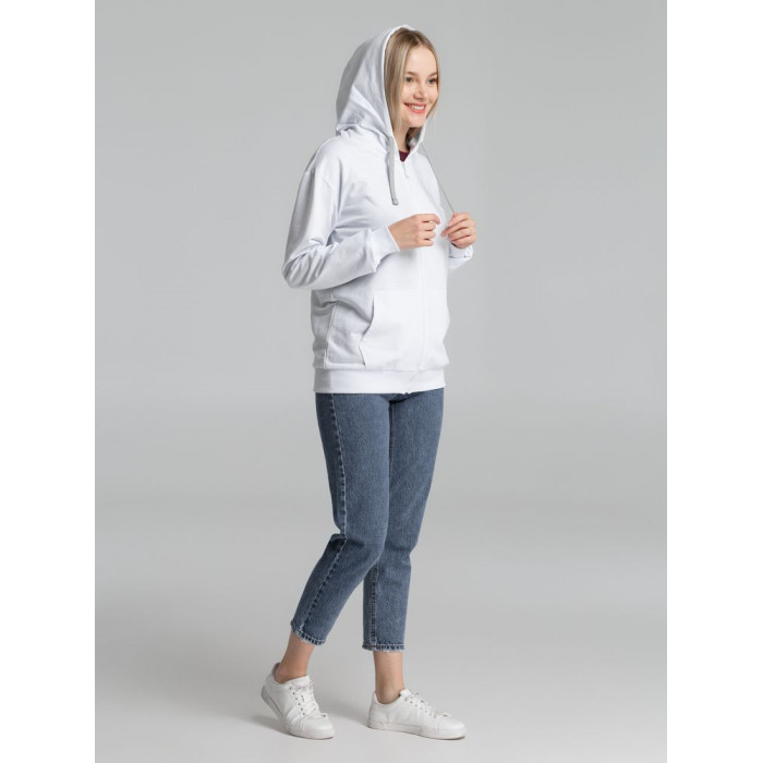 Толстовка на молнии с капюшоном Unit Siverga белая, размер 3XL