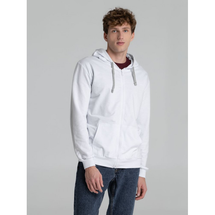 Толстовка на молнии с капюшоном Unit Siverga белая, размер 3XL