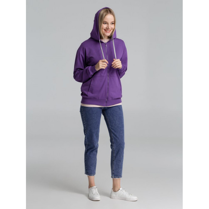 Толстовка на молнии с капюшоном Unit Siverga, фиолетовая, размер XXL