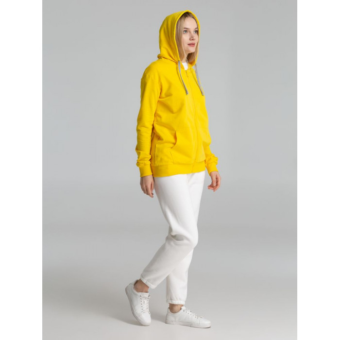 Толстовка на молнии с капюшоном Unit Siverga желтая, размер 4XL