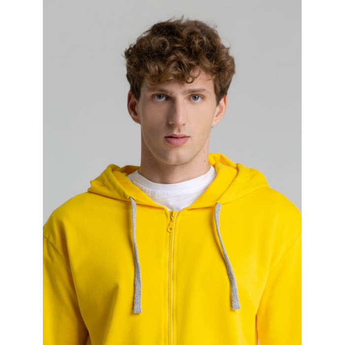 Толстовка на молнии с капюшоном Unit Siverga желтая, размер 4XL
