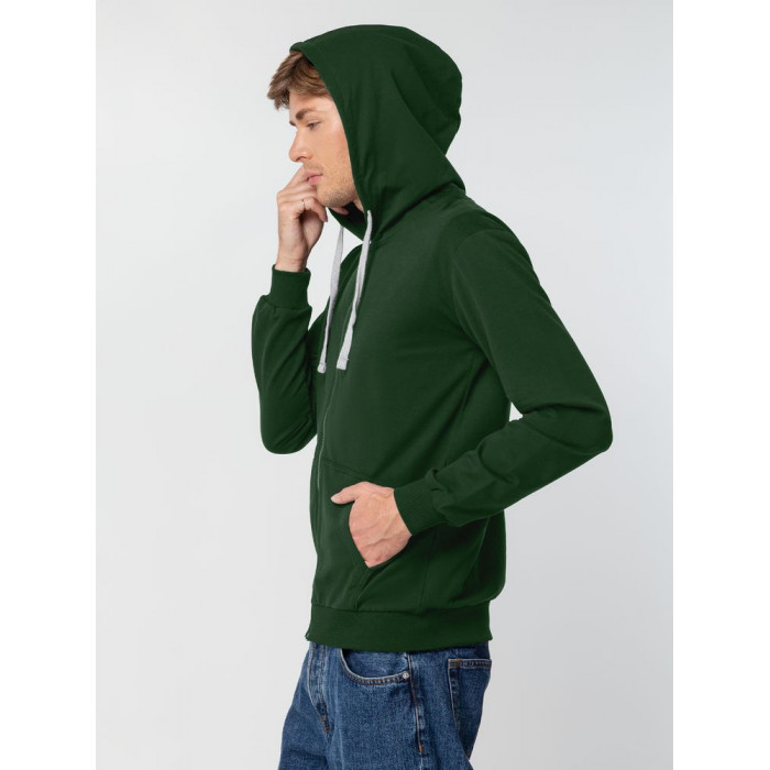 Толстовка на молнии с капюшоном Siverga, темно-зеленая, размер 3XL