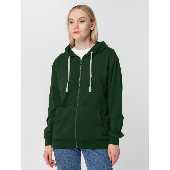 Толстовка на молнии с капюшоном Siverga, темно-зеленая, размер 3XL