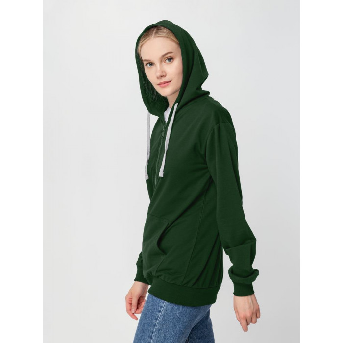 Толстовка на молнии с капюшоном Siverga, темно-зеленая, размер 3XL