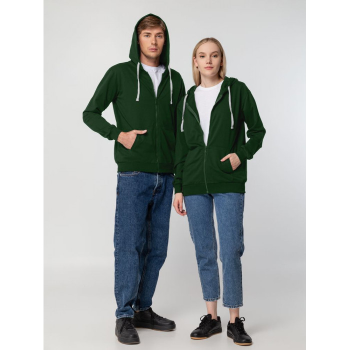 Толстовка на молнии с капюшоном Siverga, темно-зеленая, размер 3XL