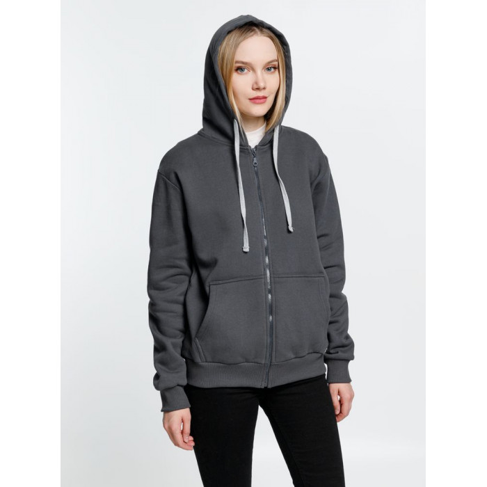 Толстовка на молнии с капюшоном Siverga Heavy, темно-серая (графит), размер XS