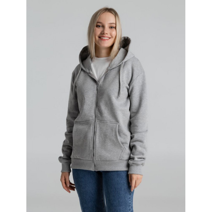 Толстовка на молнии с капюшоном Siverga Heavy 2.0, серый меланж, размер 5XL