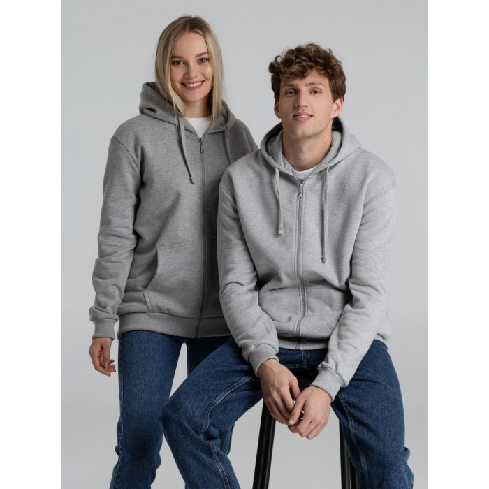 Толстовка на молнии с капюшоном Siverga Heavy 2.0, серый меланж, размер 5XL
