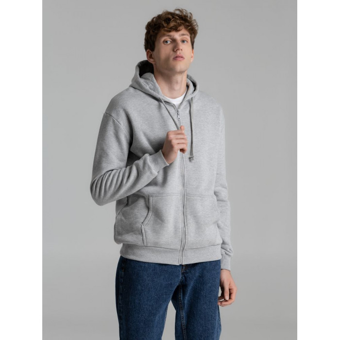 Толстовка на молнии с капюшоном Siverga Heavy 2.0, серый меланж, размер 5XL