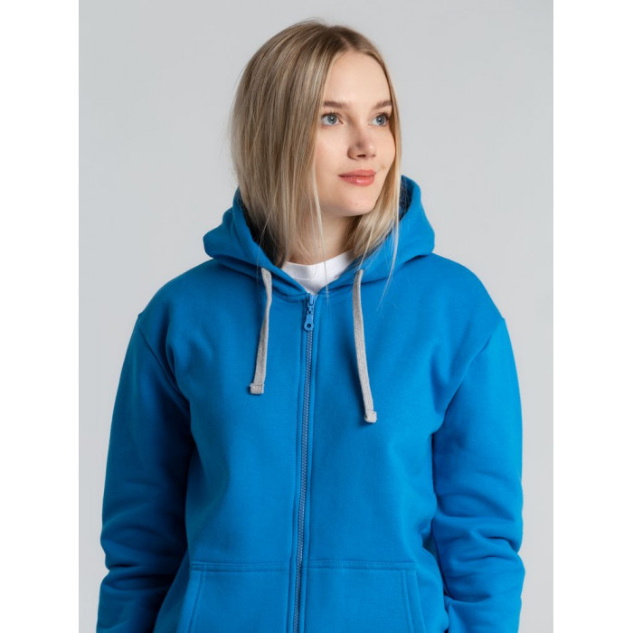 Толстовка с капюшоном на молнии Unit Siverga Heavy, бирюзовая, размер 4XL