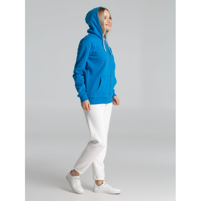 Толстовка с капюшоном на молнии Unit Siverga Heavy, бирюзовая, размер 4XL
