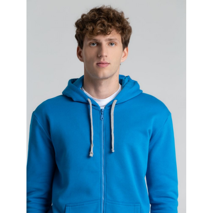 Толстовка с капюшоном на молнии Unit Siverga Heavy, бирюзовая, размер 4XL