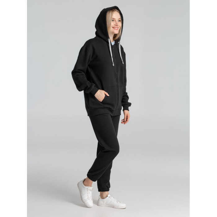 Толстовка на молнии с капюшоном Unit Siverga Heavy черная, размер XS
