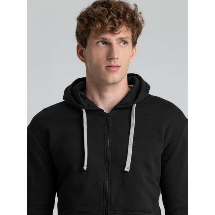 Толстовка на молнии с капюшоном Unit Siverga Heavy черная, размер XS