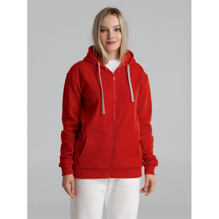 Толстовка на молнии с капюшоном Unit Siverga Heavy красная, размер XS