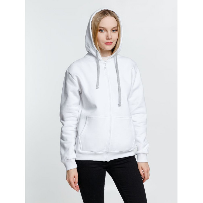 Толстовка на молнии с капюшоном Siverga Heavy, белая (белоснежная), размер XS
