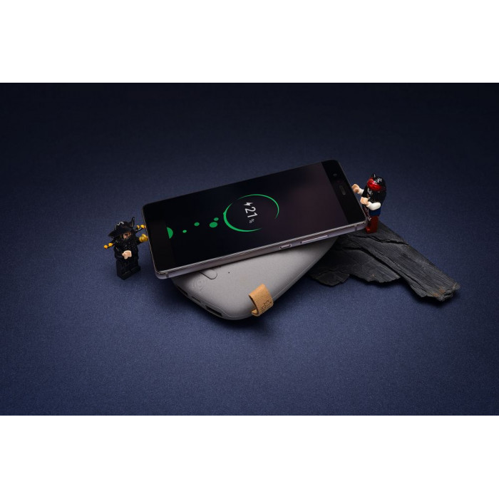 Аккумулятор с беспроводной зарядкой Pebble Wireless 9000 мАч, серо-синий