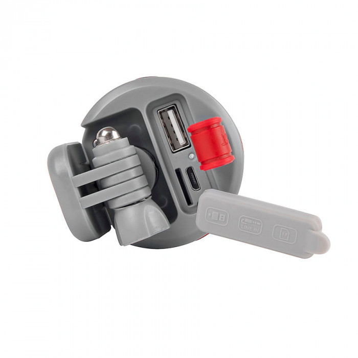 Bluetooth колонка с зарядным устройством(2000mAh) и моноподом "Turbo Tube",красный с серым,18х5,5х5,3