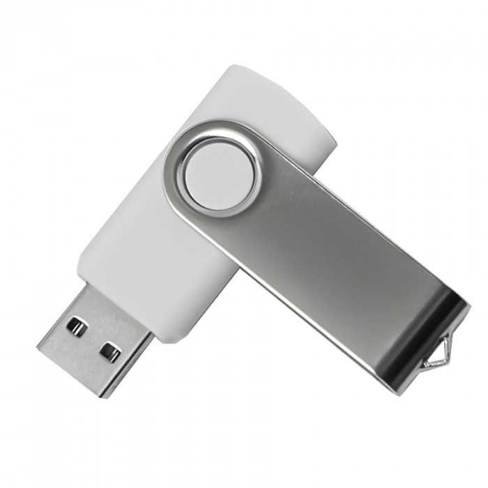 USB flash-карта DOT (8Гб), белый, 5,8х2х1,1см,пластик металл
