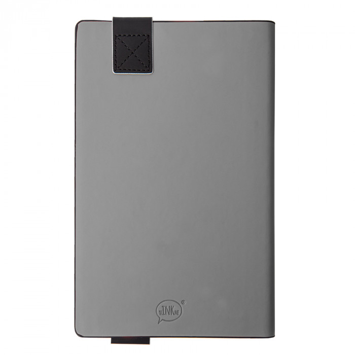 Бизнес-блокнот UNI, A5, бело-темно-серый, мягкая обложка, в линейку, черное ляссе