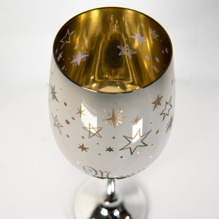 Бокалы для вина 2 штуки MOON&SUN, золотой и серебяный, 22,5х24,8х11,9см, стекло