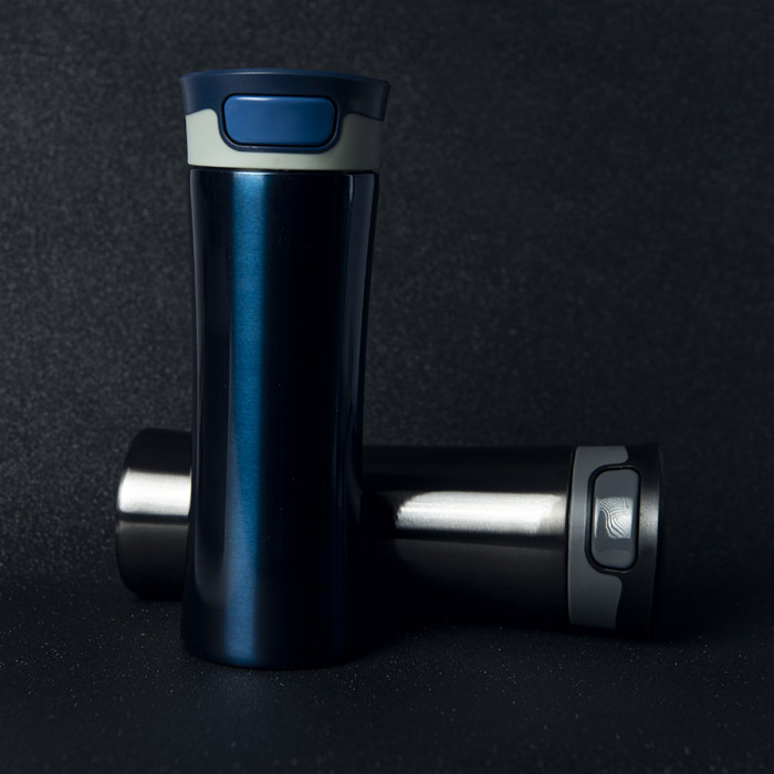 Термокружка дорожная  вакуумная DISCOVER, 450 мл, серый,  пластик, металл